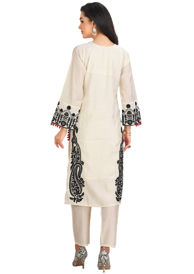 Cream Soft Silk Straight Cut Suit