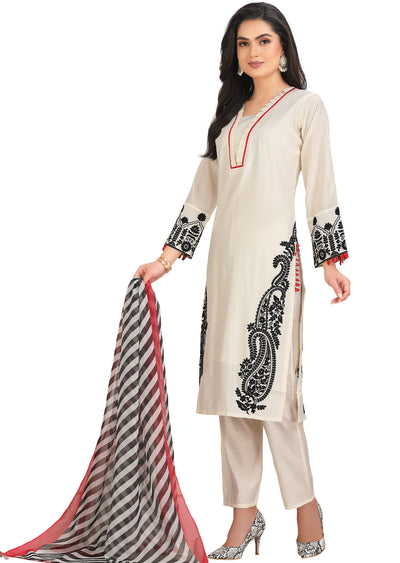 Cream Soft Silk Straight Cut Suit