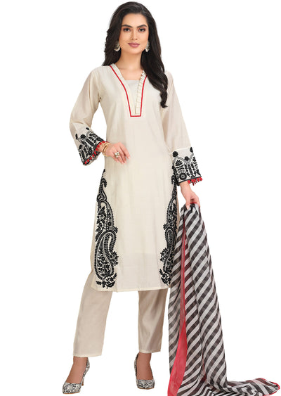 Cream Soft Silk Straight Cut Suit