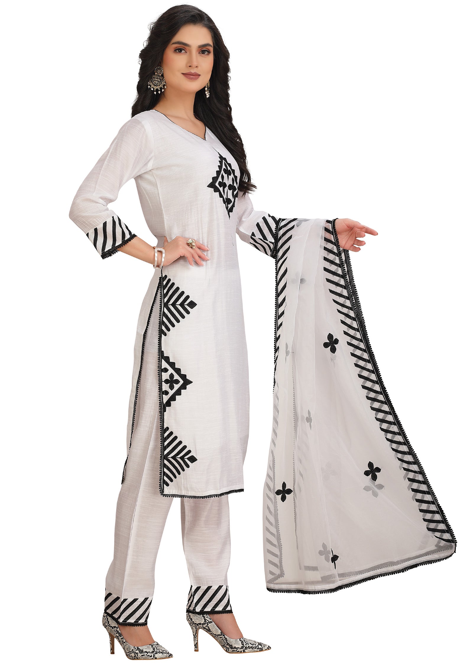 White Soft Silk Straight Cut Suit