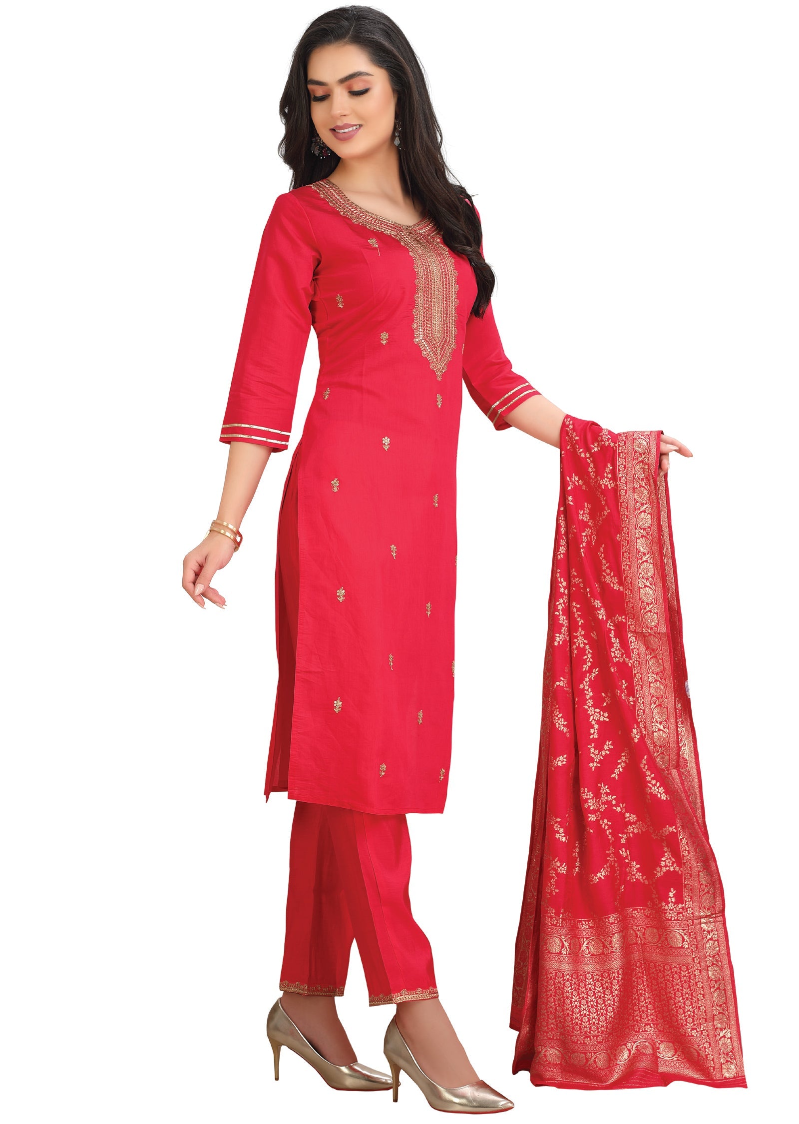 Rani Pink Soft Silk Straight Cut Suit