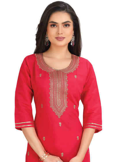 Rani Pink Soft Silk Straight Cut Suit