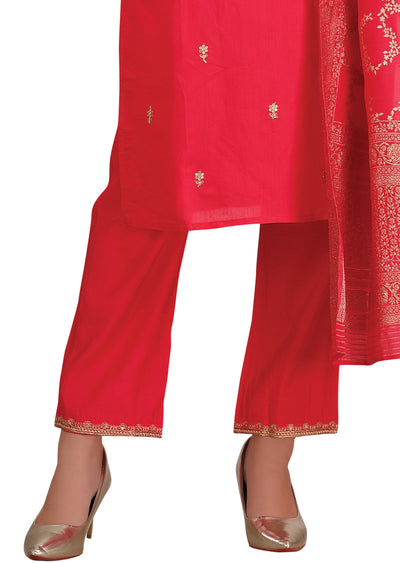 Rani Pink Soft Silk Straight Cut Suit