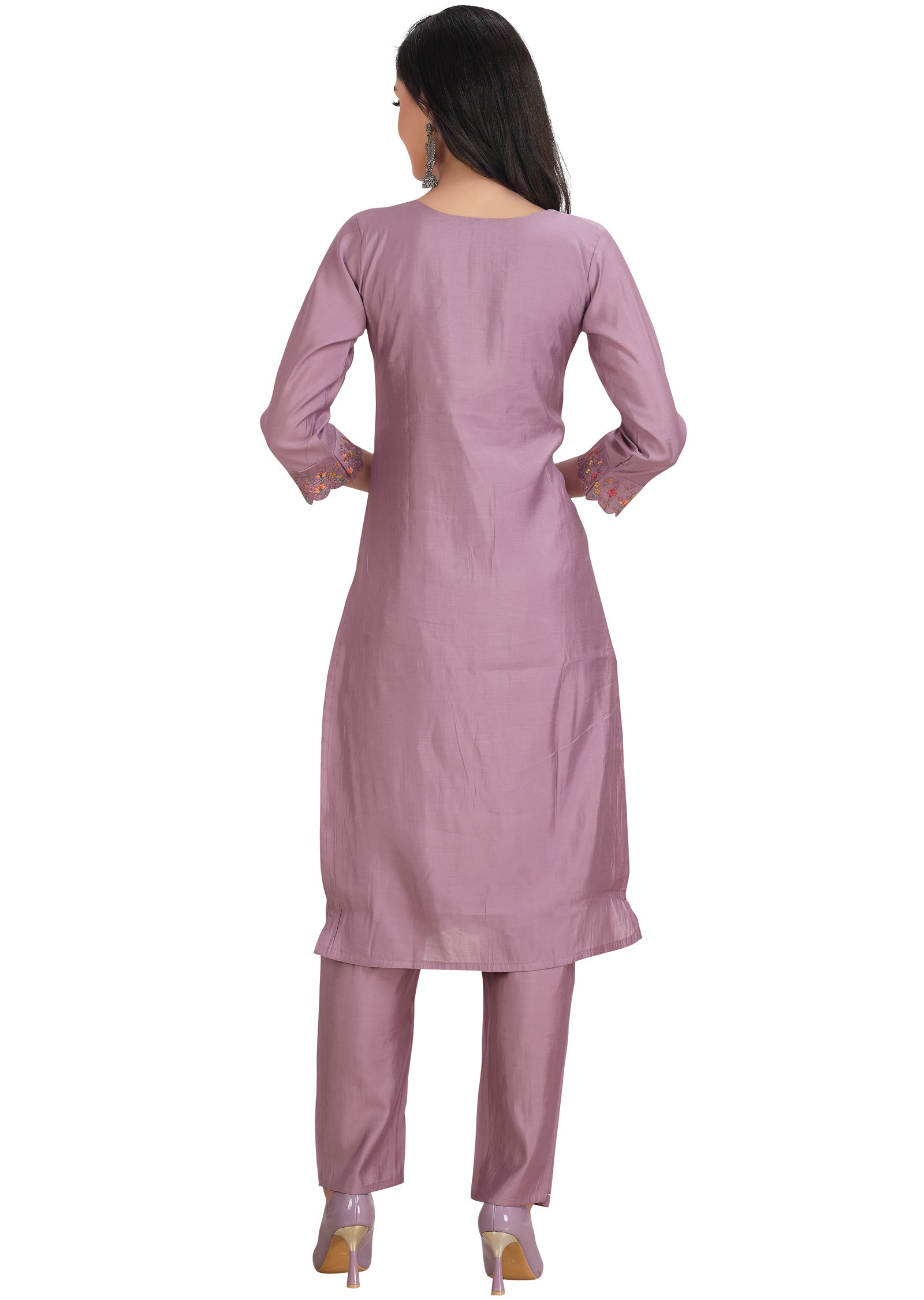 Lavender Soft Silk Straight Cut Suit