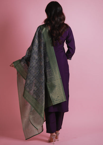 Purple Soft Silk Straight Cut Suits