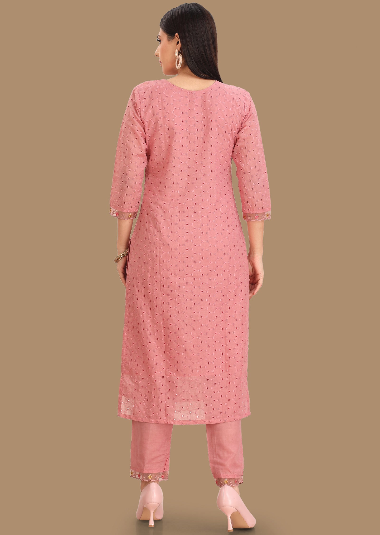 Pink Crush Cotton Straight Cut Suits