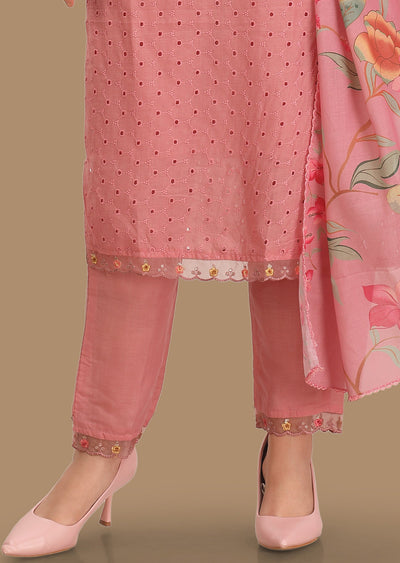 Pink Crush Cotton Straight Cut Suits