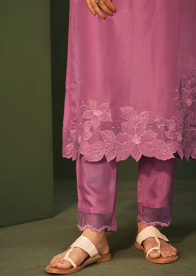 Pink Tissue Silk Straight Cut Suits