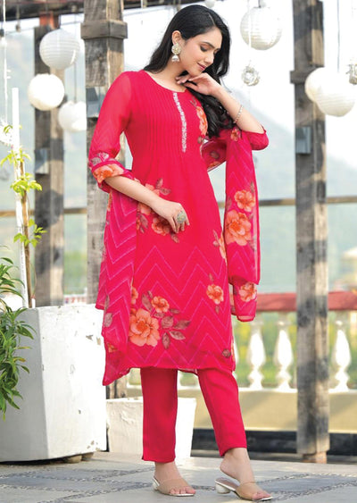 Rani Pink Organza Straight Cut Suits