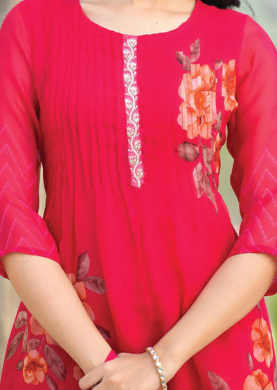 Rani Pink Organza Straight Cut Suits