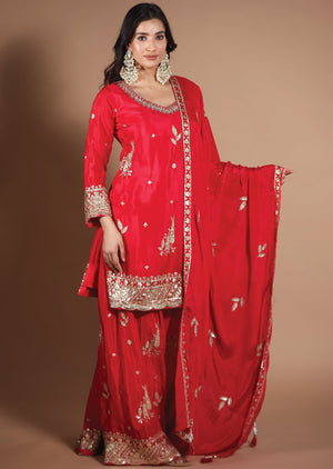 Rani Pink Chinnon Straight Cut suit