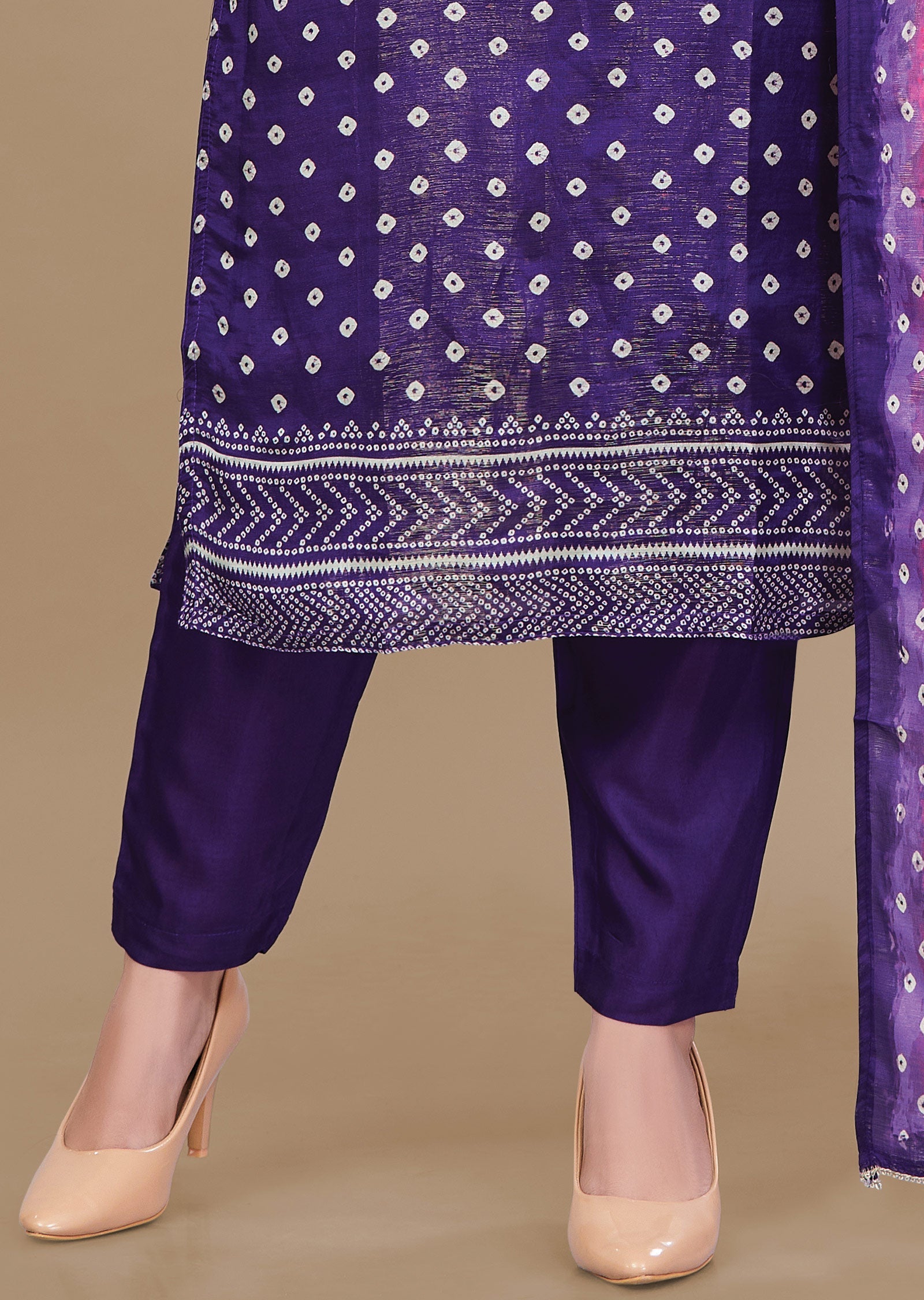 Purple Tissue Silk Straight Cut Suit