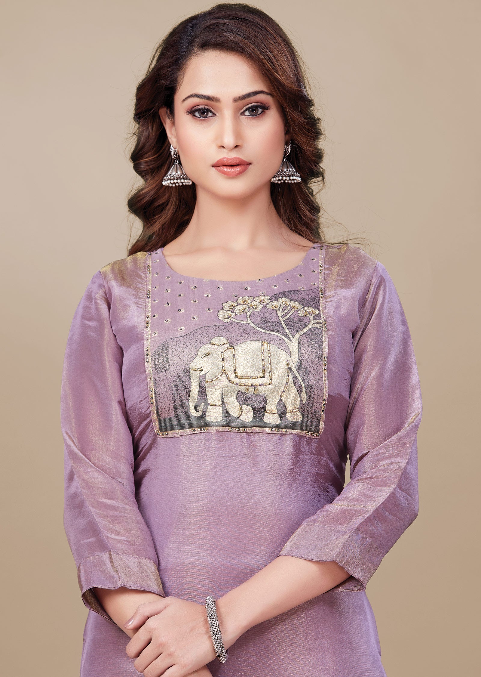 Lavender Tissue Silk Straight Cut Suit