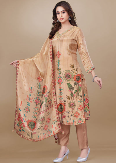 Dusty Peach Tissue Silk Straight Cut Suit