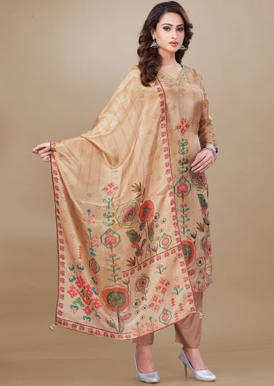 Dusty Peach Tissue Silk Straight Cut Suit