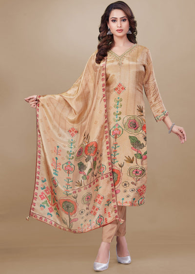 Dusty Peach Tissue Silk Straight Cut Suit