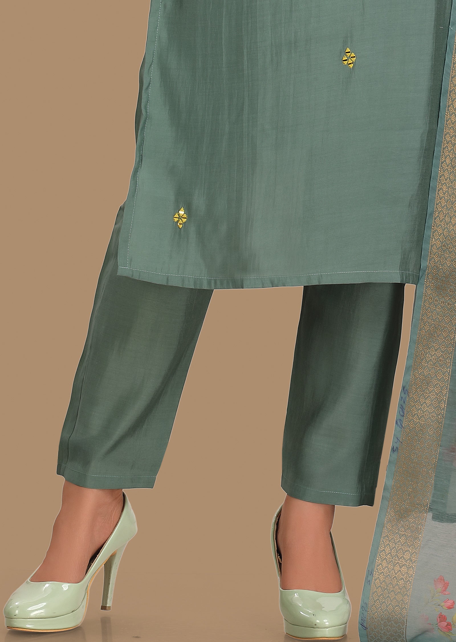 Dusty Green Russian Silk Straight Cut Suit