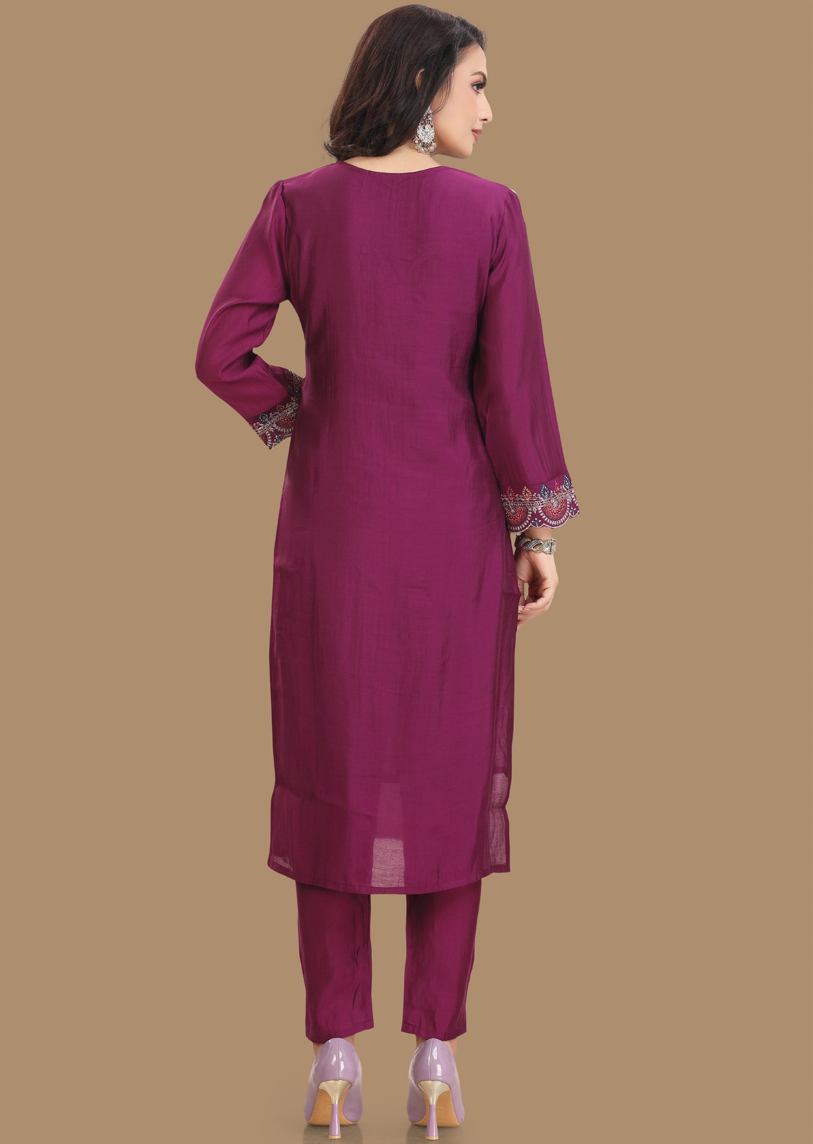 Purple Russian Silk Straight Cut Suit