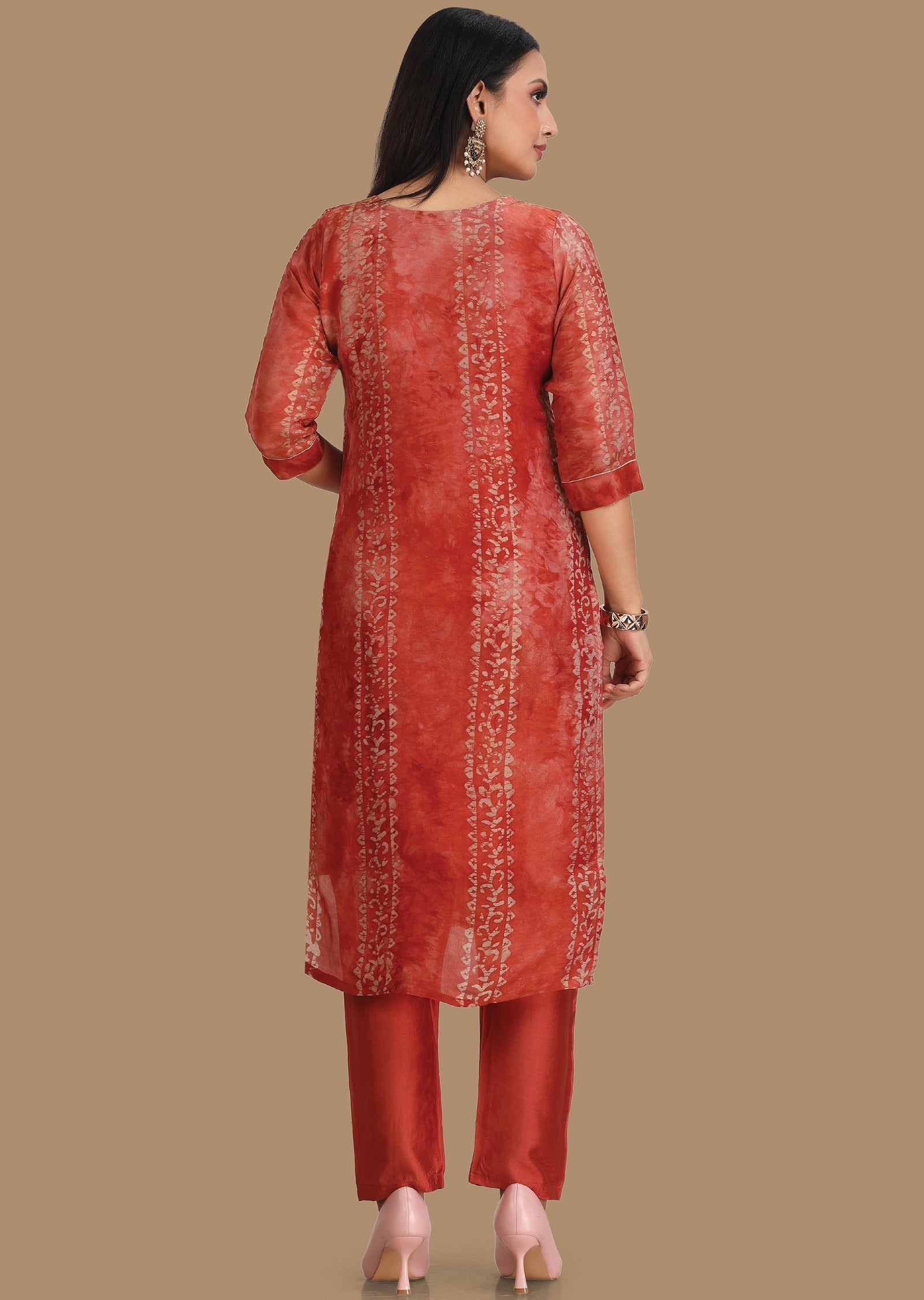 Rust Tissue Silk Straight Cut Suit