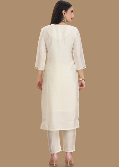 Cream Russian Silk Straight Cut Suit