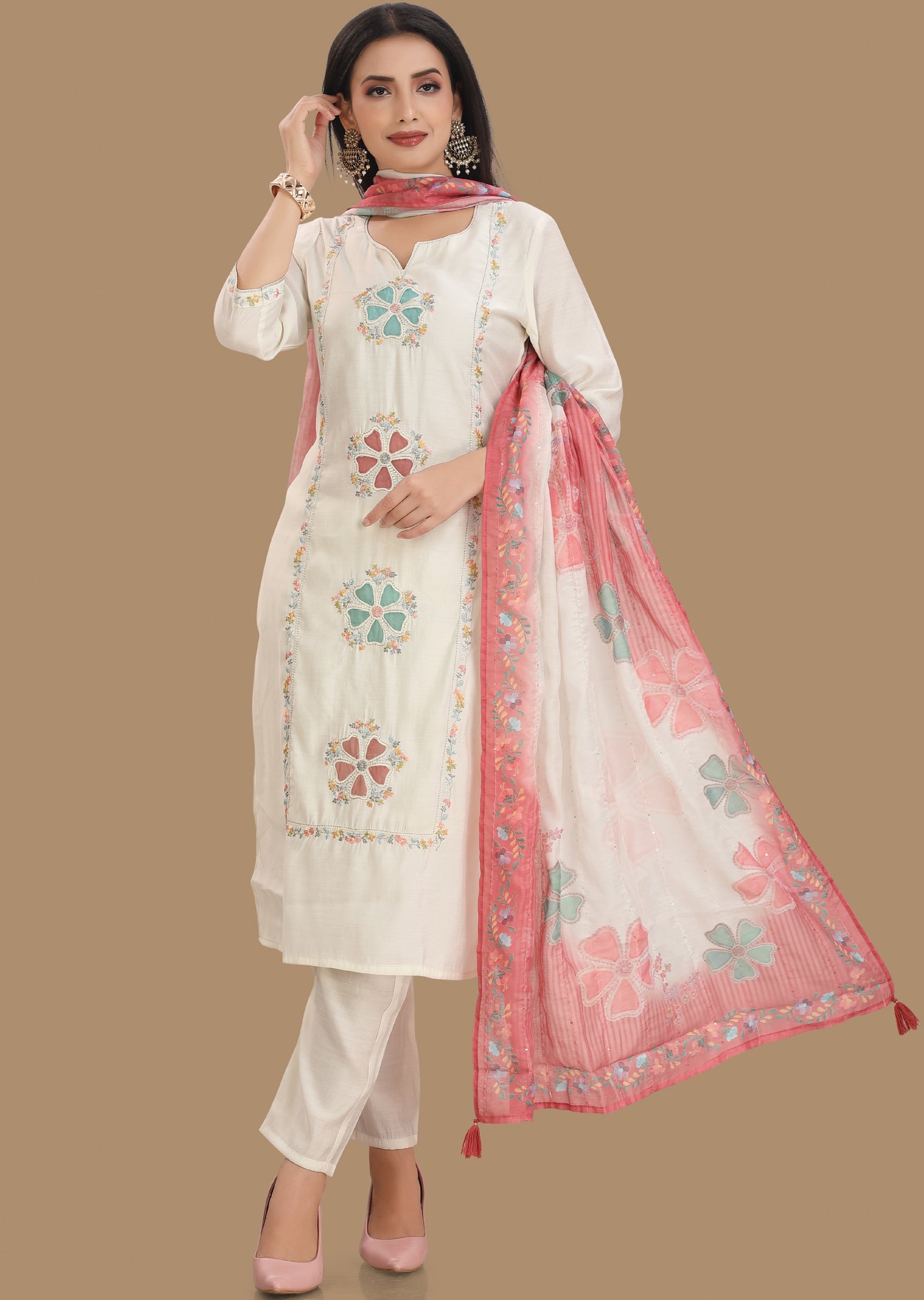 Cream Russian Silk Straight Cut Suit