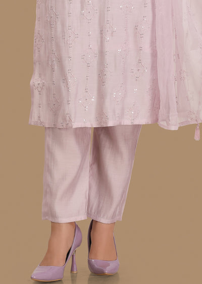 Lilac Soft Chanderi Straight Cut Suit