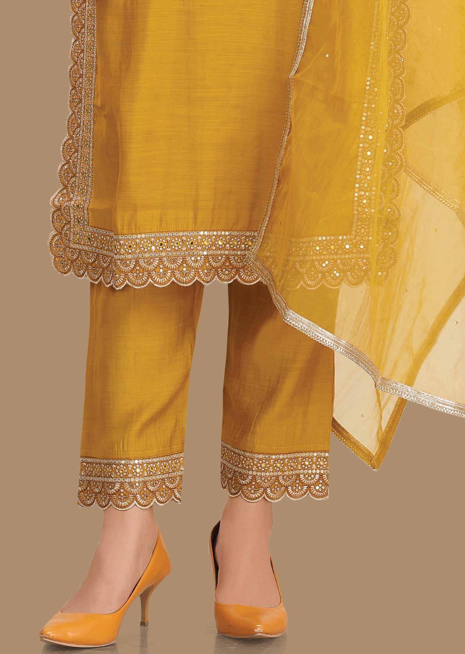 Mustard Silk Straight Cut Suit