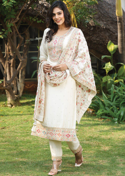 Cream Soft Silk Straight Cut Suit