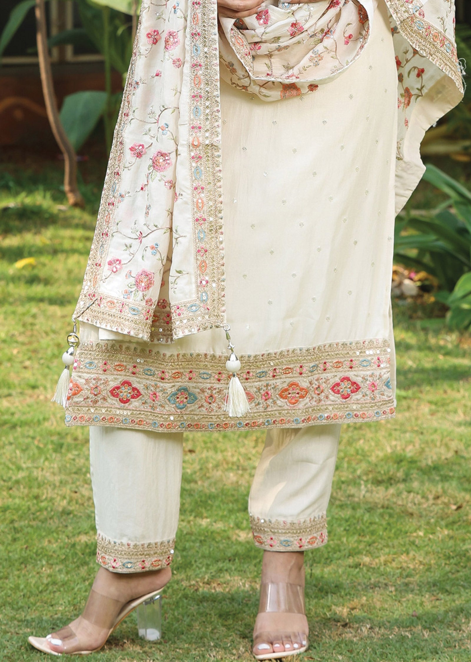 Cream Soft Silk Straight Cut Suit