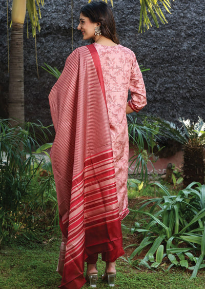 Light Rust Tussar Silk Straight Cut Suit