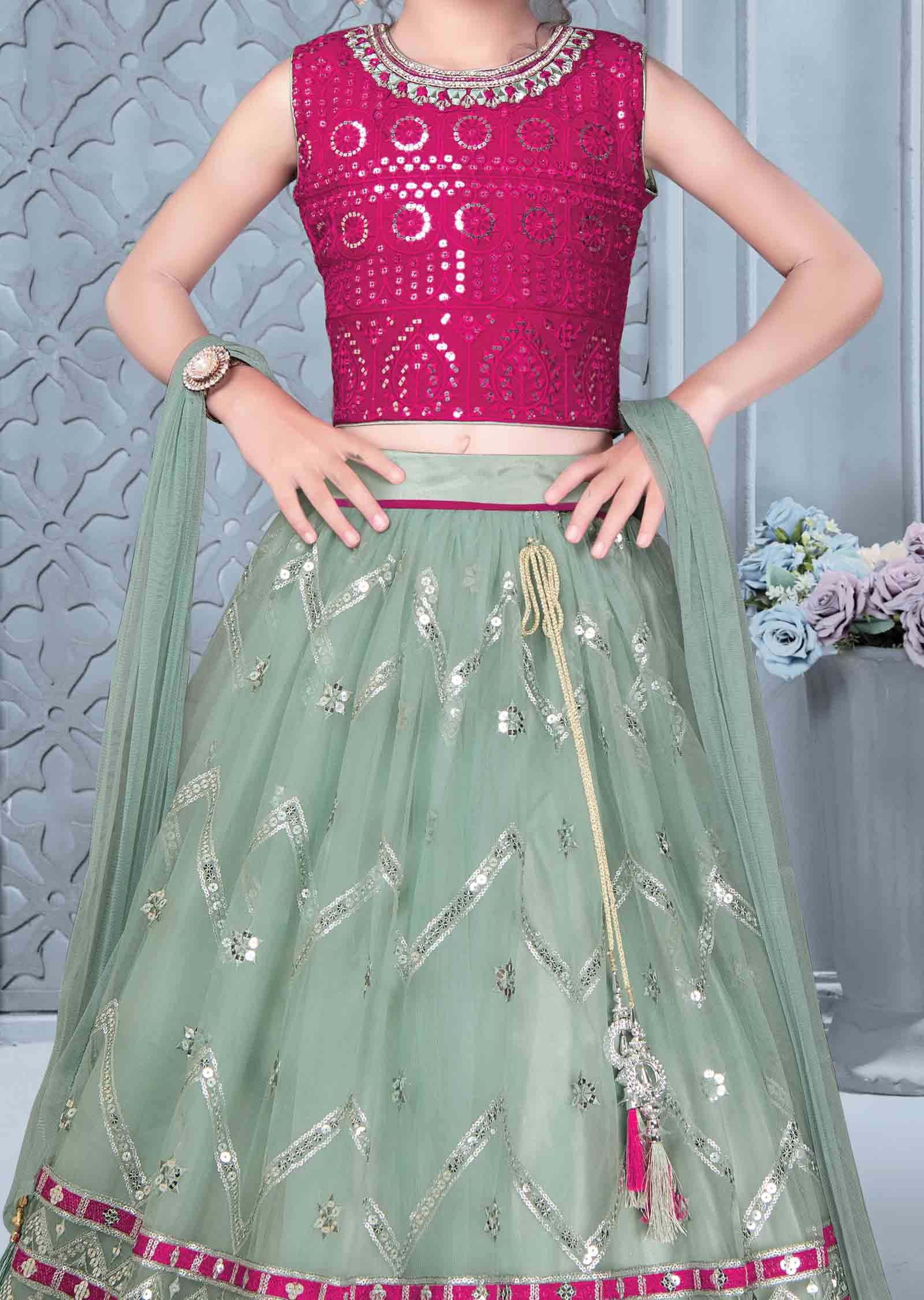 Pink Georgette Kids Lehenga