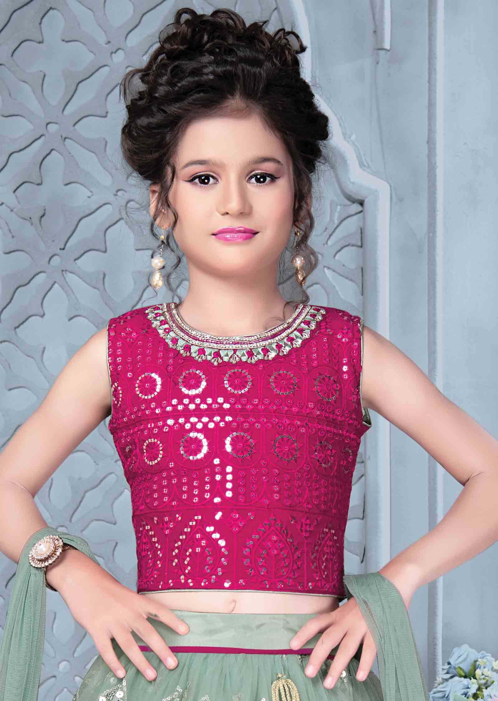 Pink Georgette Kids Lehenga