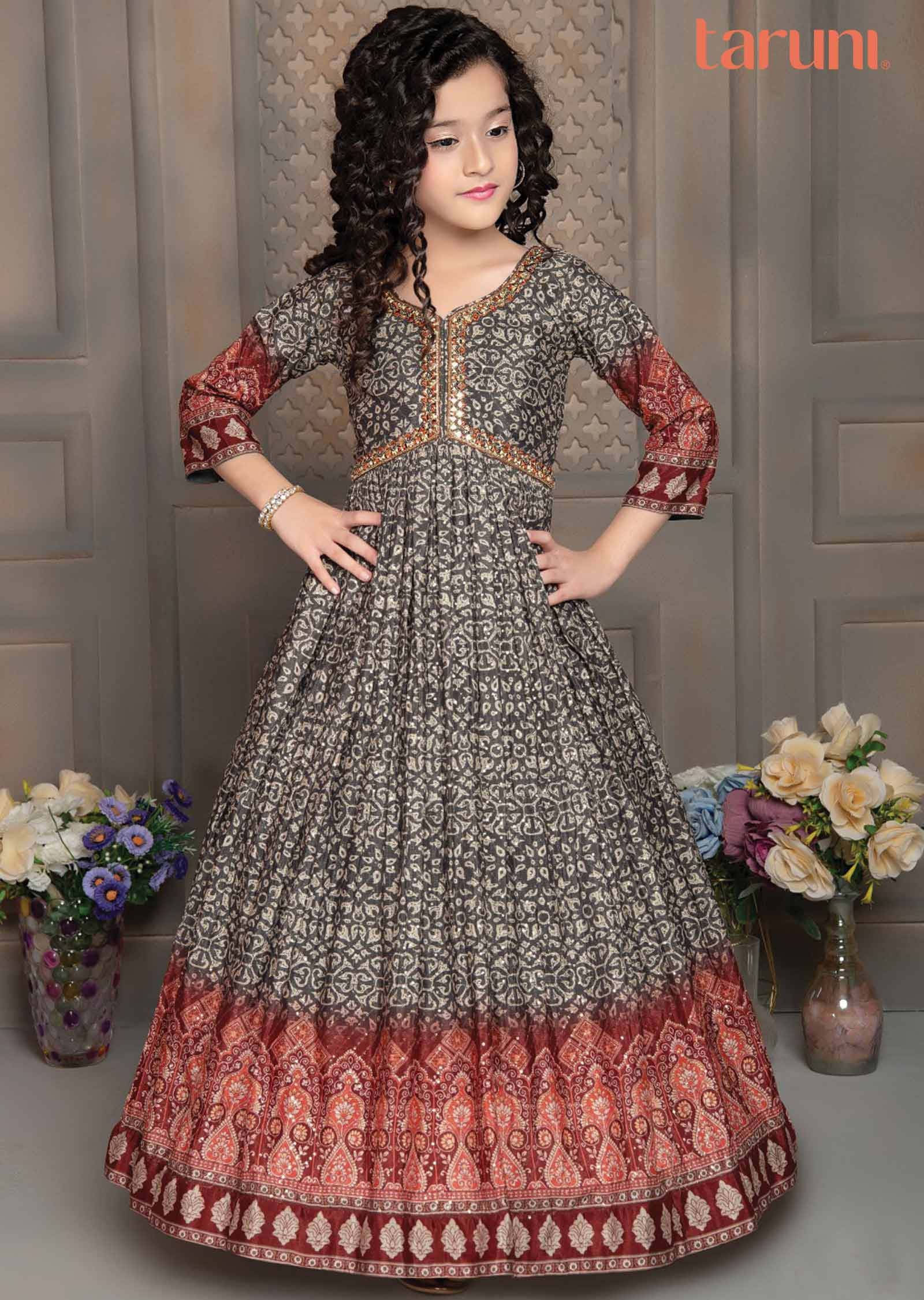 Grey Chinnon Alia cut Kids Gown