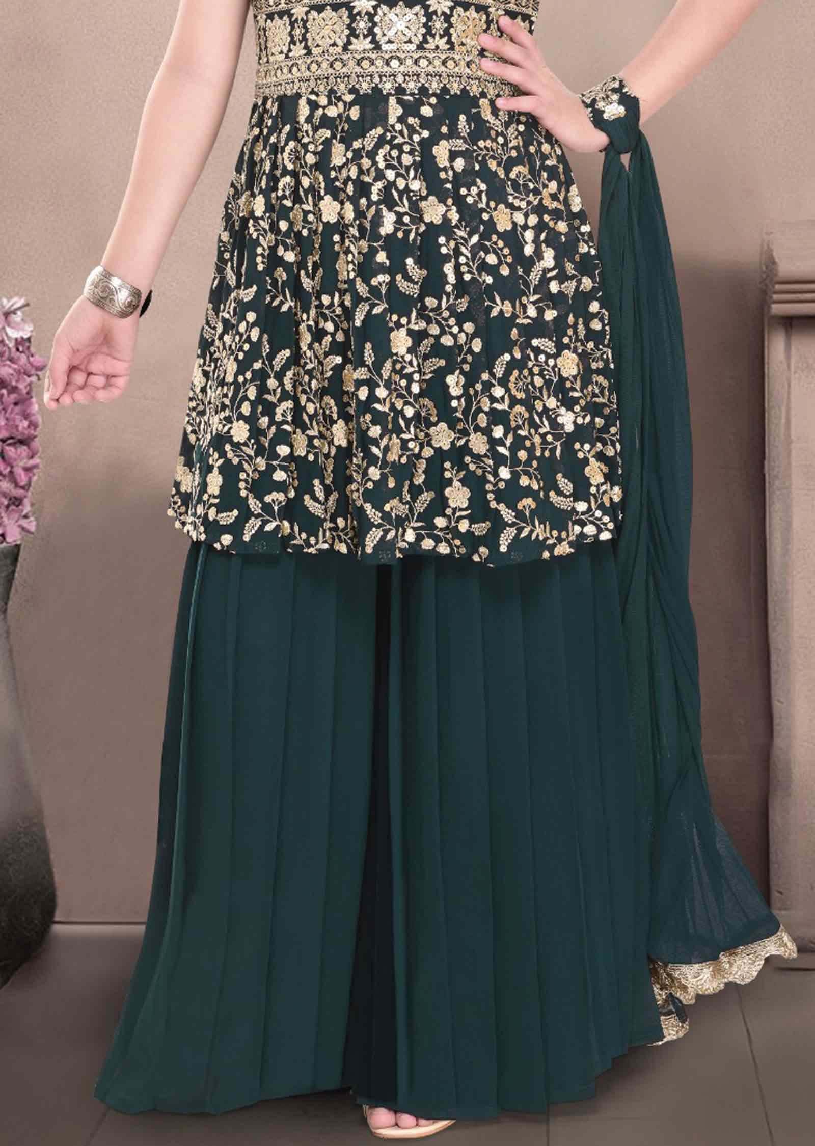 Green Georgette Kids Sharara