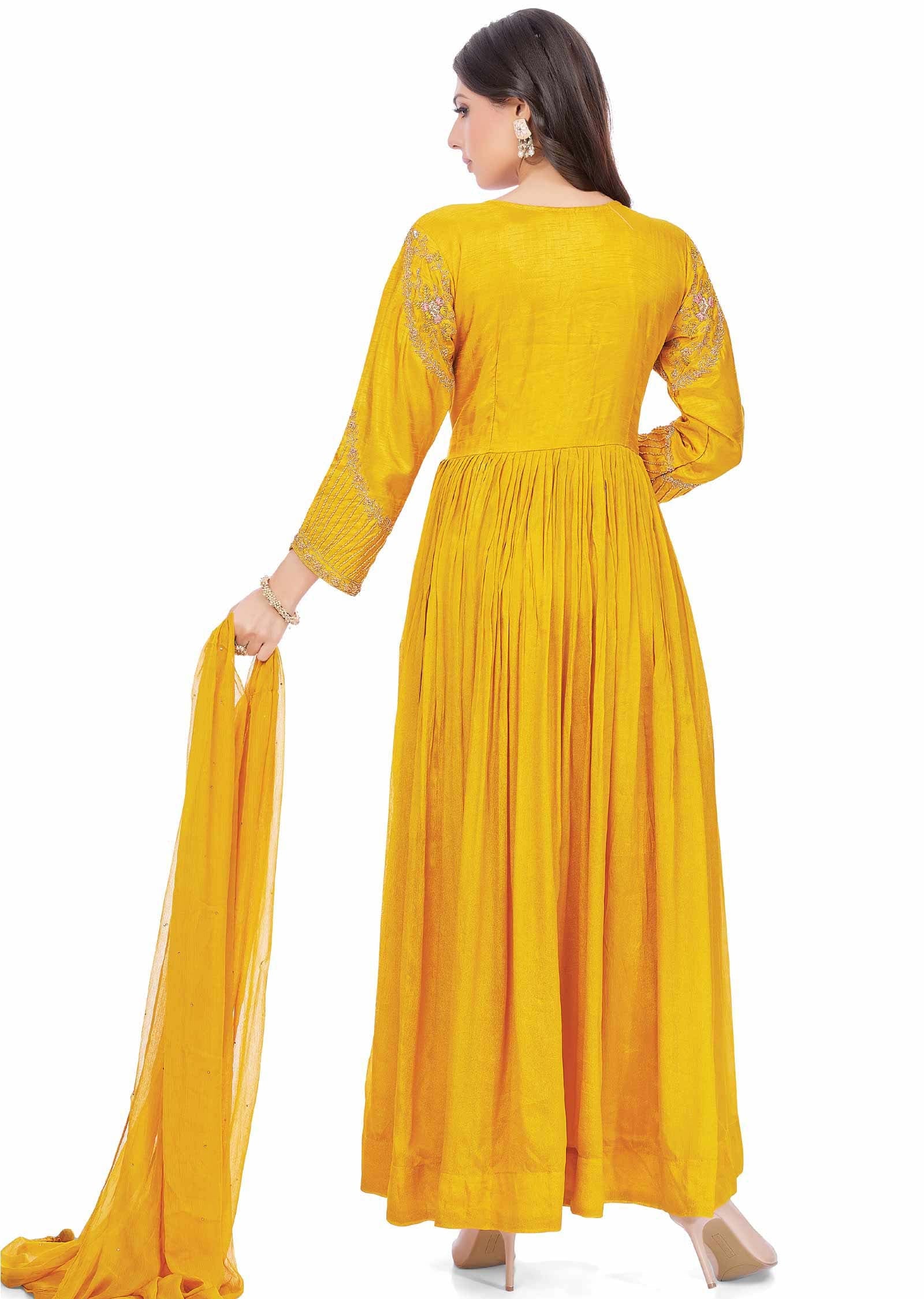 Mustard Chinnon Zardosi & Embroidered Anarkali