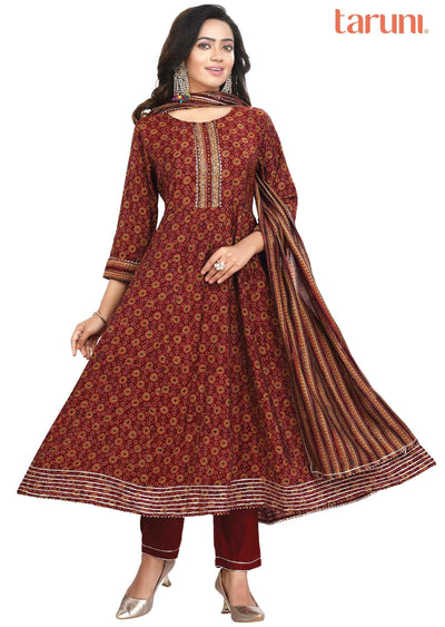 Maroon Muslin Anarkali