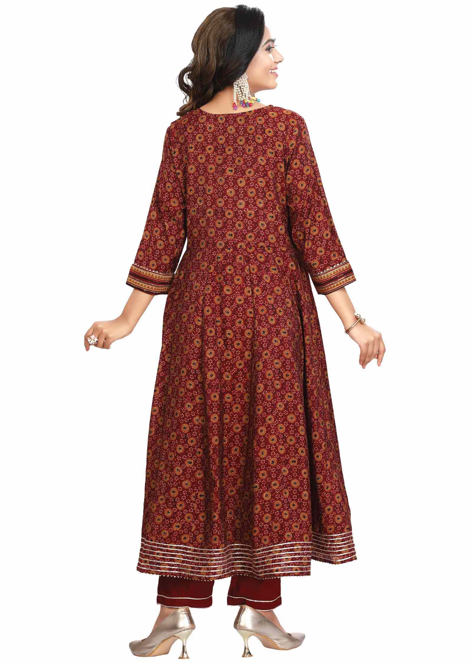 Maroon Muslin Sequins & Cutdana work Anarkali