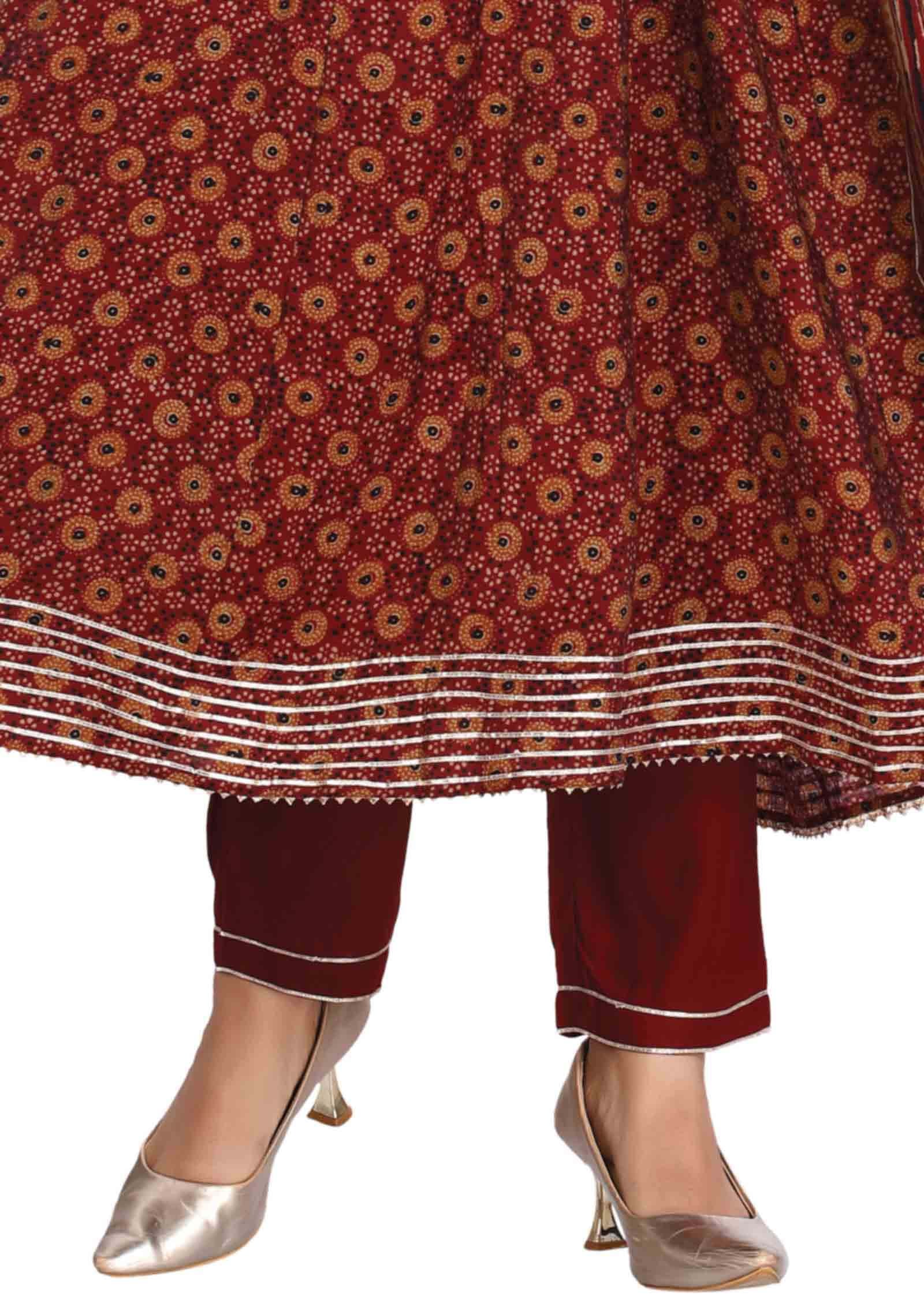 Maroon Muslin Sequins & Cutdana work Anarkali