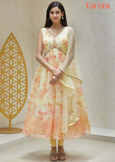 Yellow Organza Anarkali