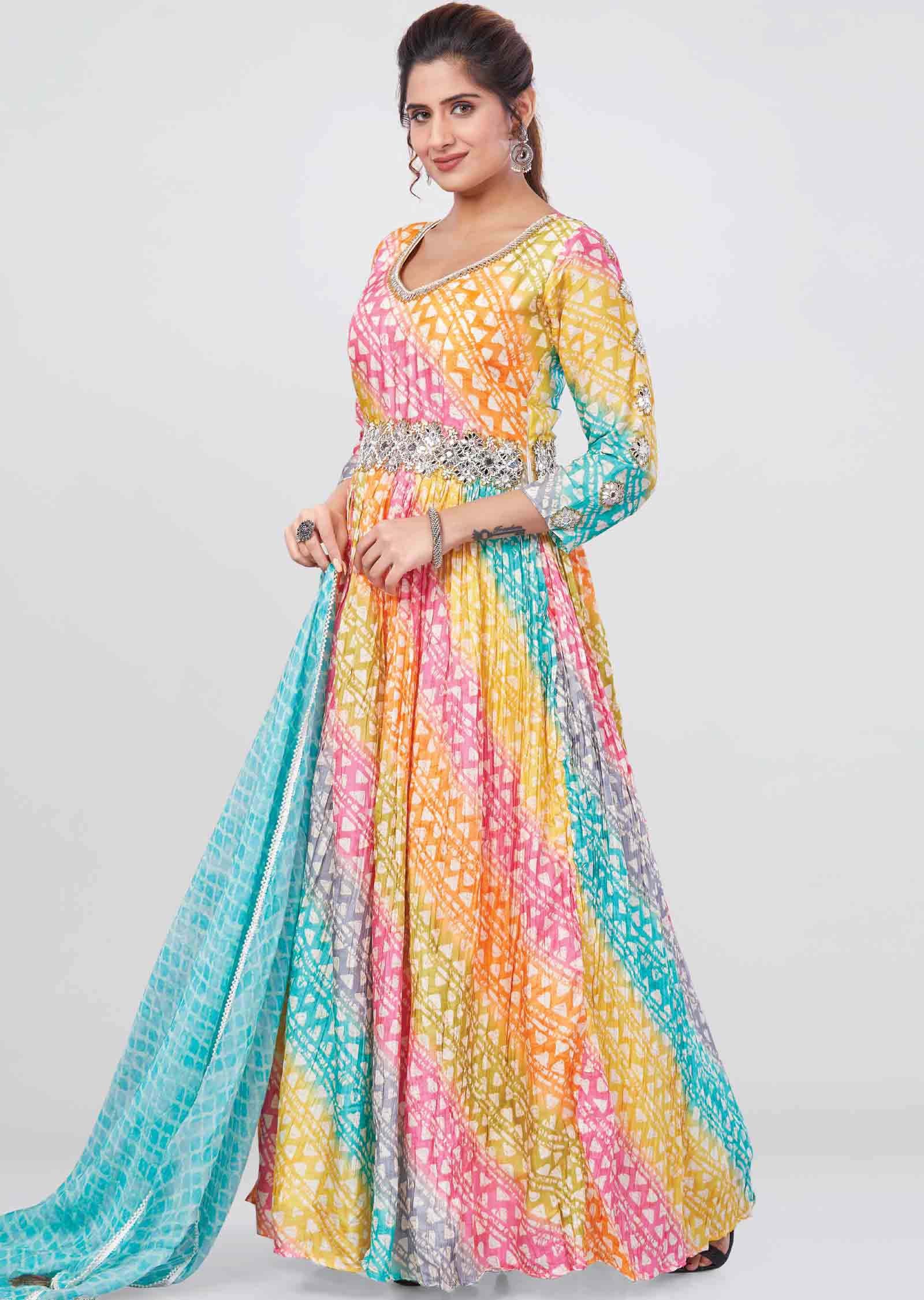 Multi Color Modal Silk Anarkali