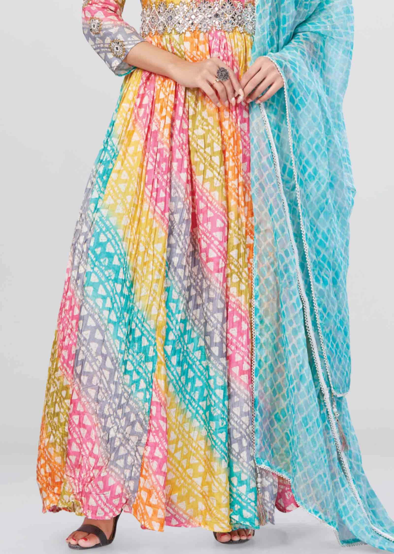 Multi Color Modal Silk Anarkali