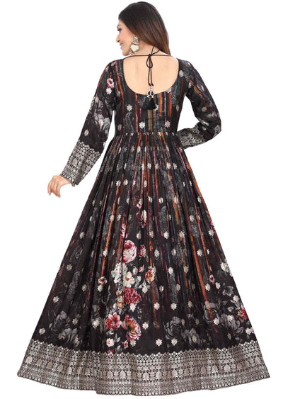 Black Banarasi silk Zardosi & Embroidered Anarkali