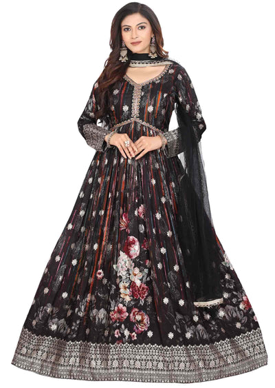 Black Banarasi silk Zardosi & Embroidered Anarkali