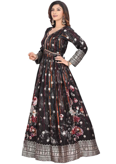 Black Banarasi silk Zardosi & Embroidered Anarkali