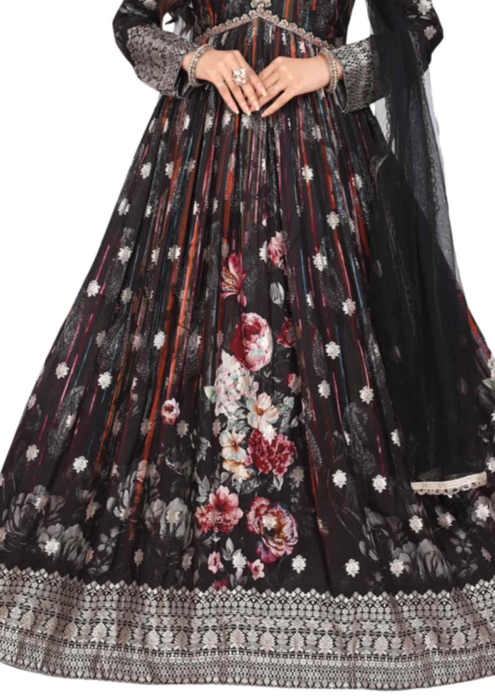 Black Banaras Silk Anarkali