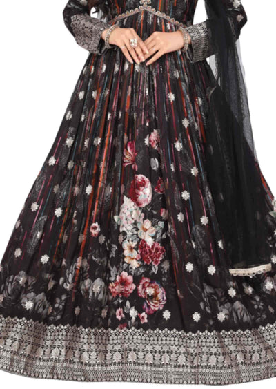 Black Banarasi silk Zardosi & Embroidered Anarkali