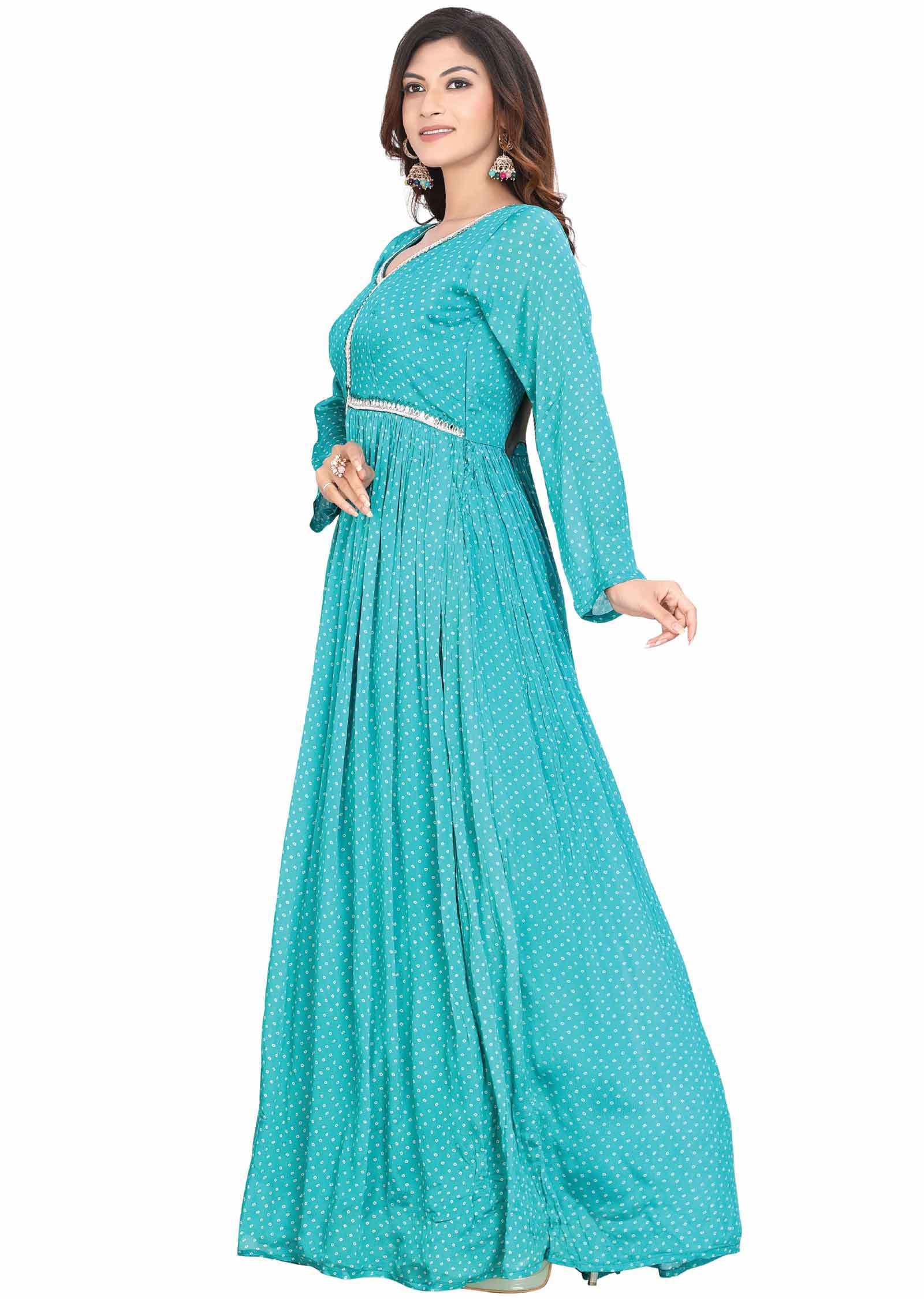 Blue Chinnon Anarkali