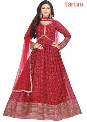 Magenta Georgette Zardosi & Embroidered Anarkali