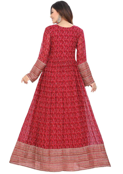 Magenta Georgette Zardosi & Embroidered Anarkali