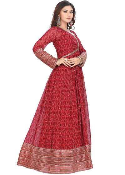 Magenta Georgette Zardosi & Embroidered Anarkali